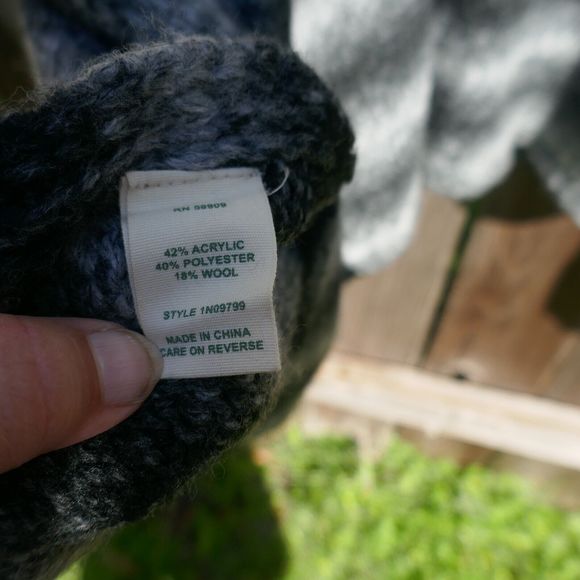 Nurture Sweater Poncho Cowl Neck Wool Blend Gray Striped Knit XL - Picture 6 of 8